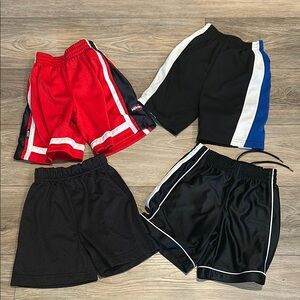 Kids Athletic Shorts Set - 4 Pair Red/Black/Blue/White‎ Boys